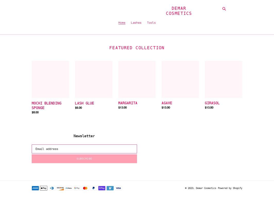 demarcosmetics.com shopify website screenshot