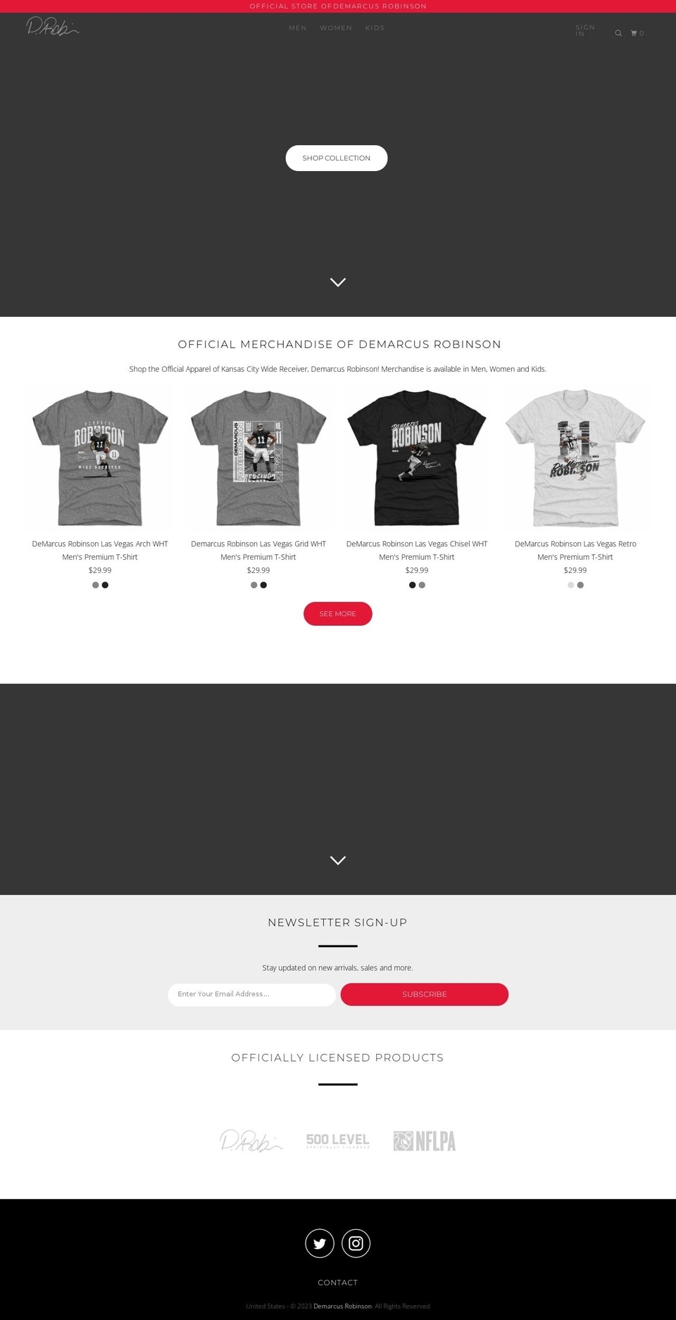 demarcusrobinson.com shopify website screenshot