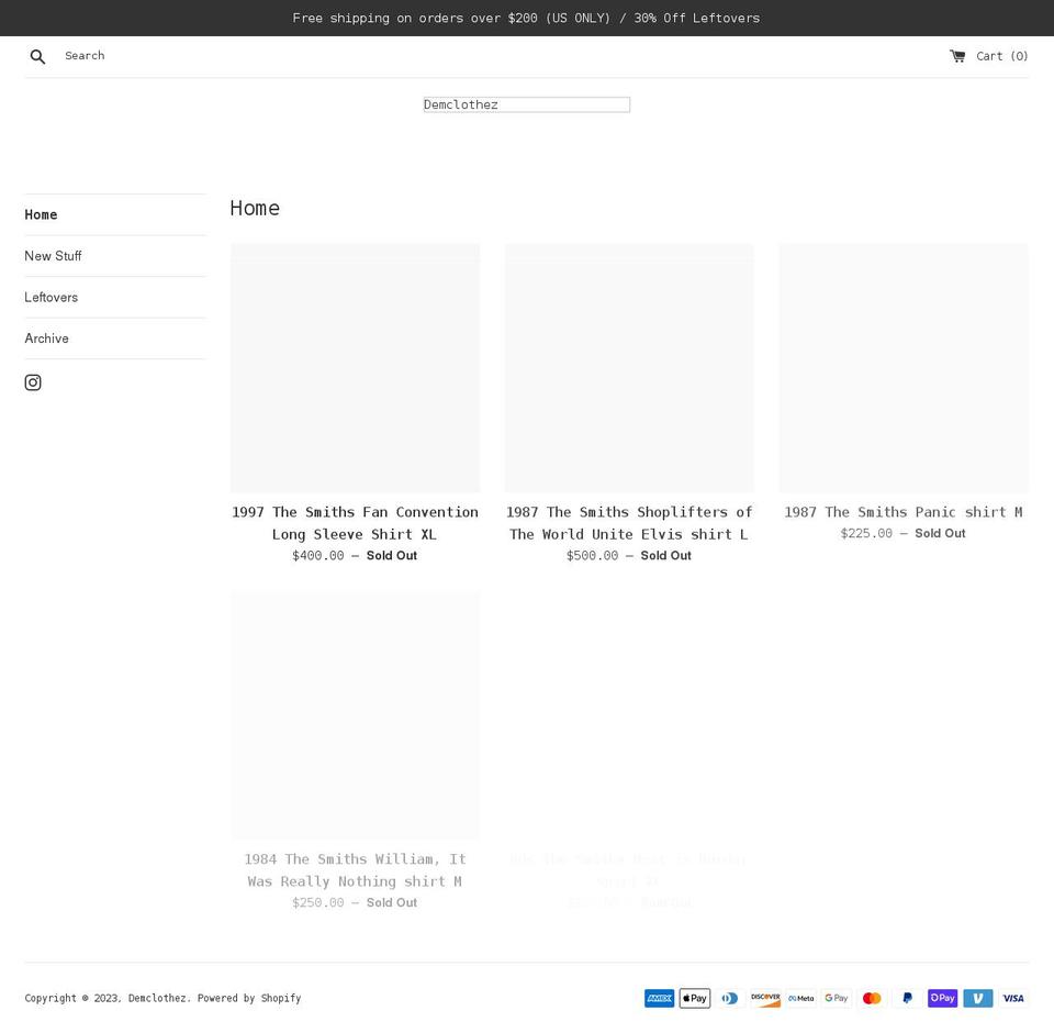 demclothez.com shopify website screenshot