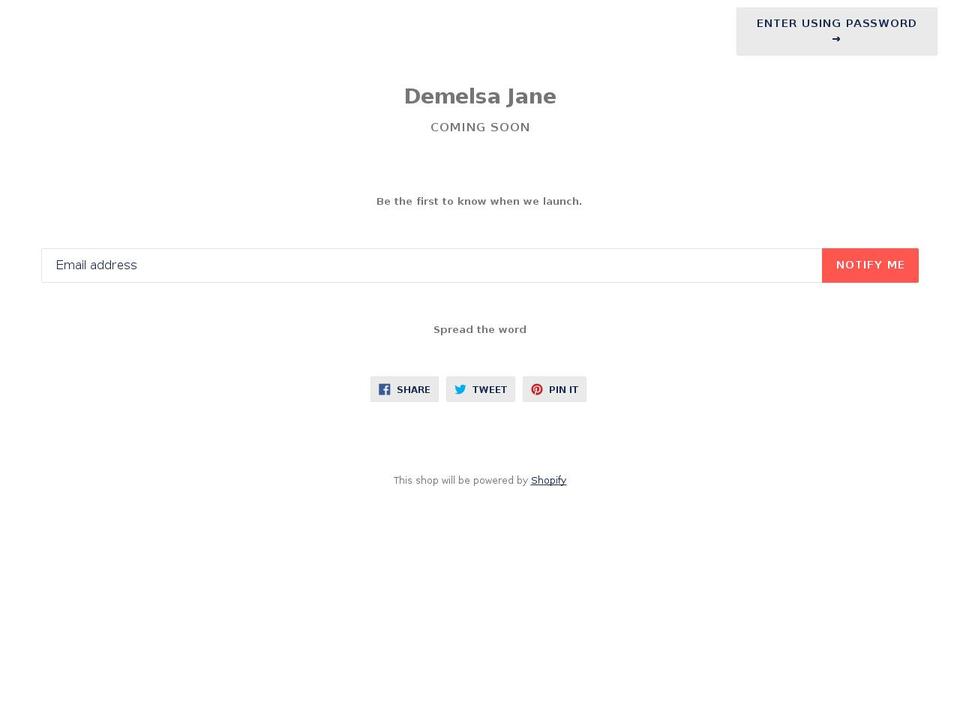 demelsajane.com — Shopify storefront screenshot
