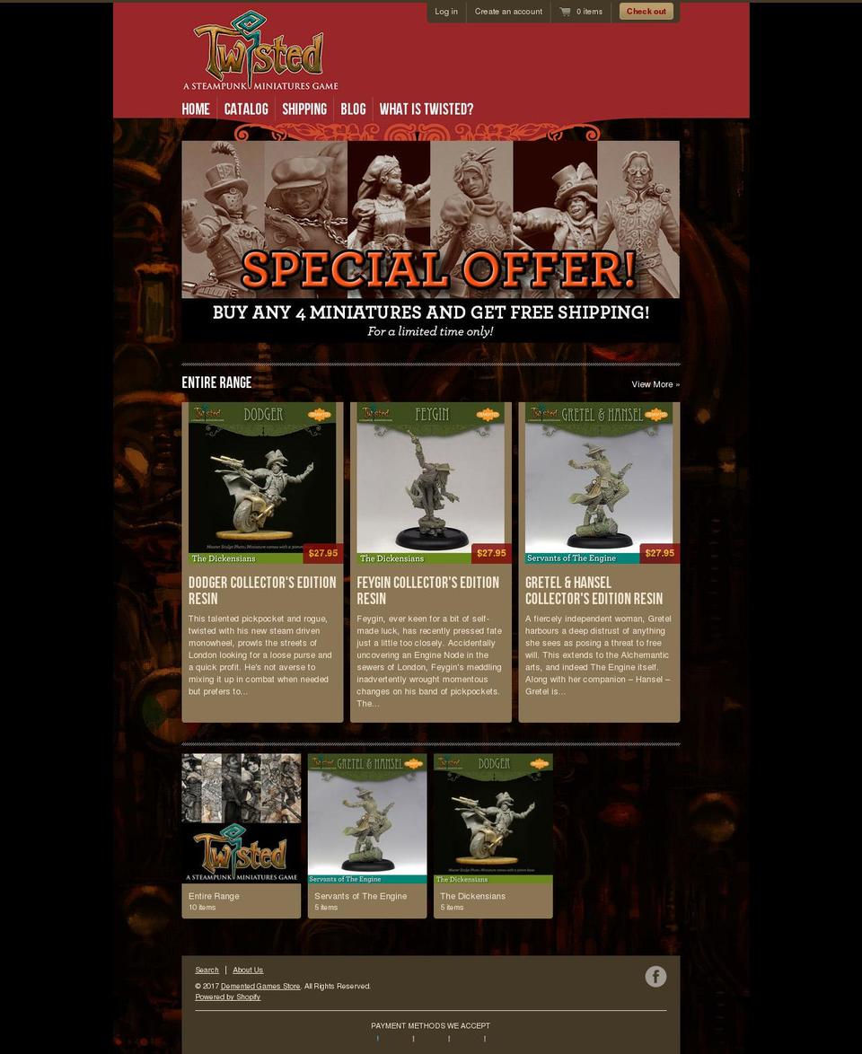dementedgamesstore.com shopify website screenshot