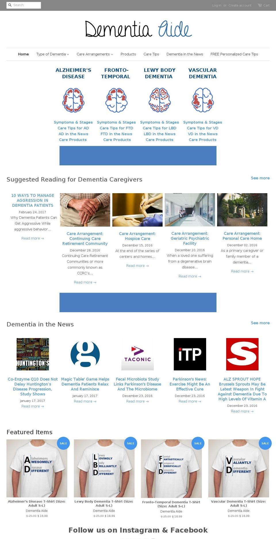 dementiaaide.com shopify website screenshot