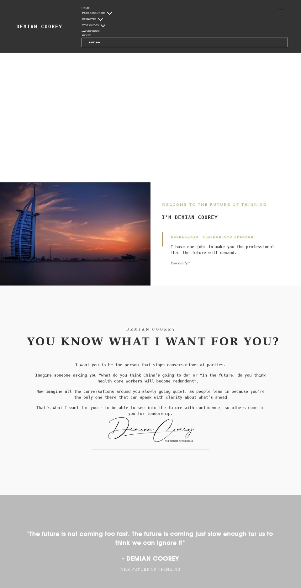 demiancoorey.com shopify website screenshot