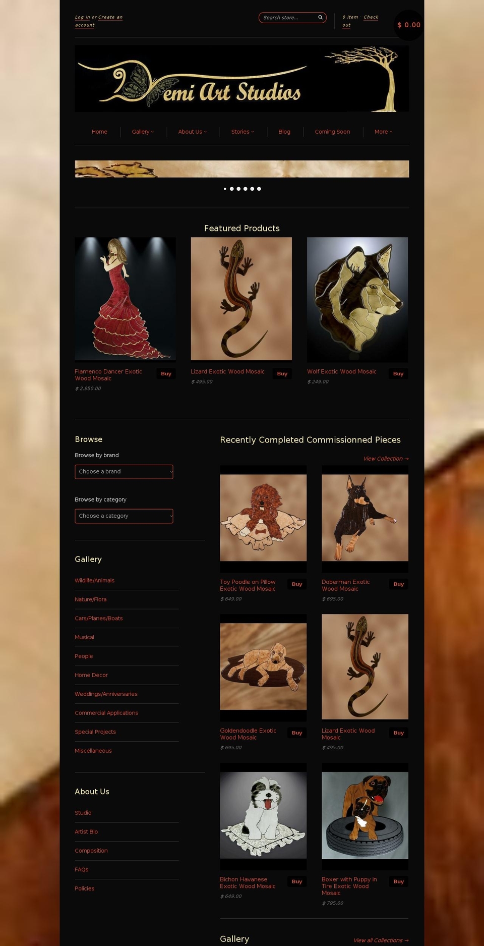 demiartstudios.com shopify website screenshot
