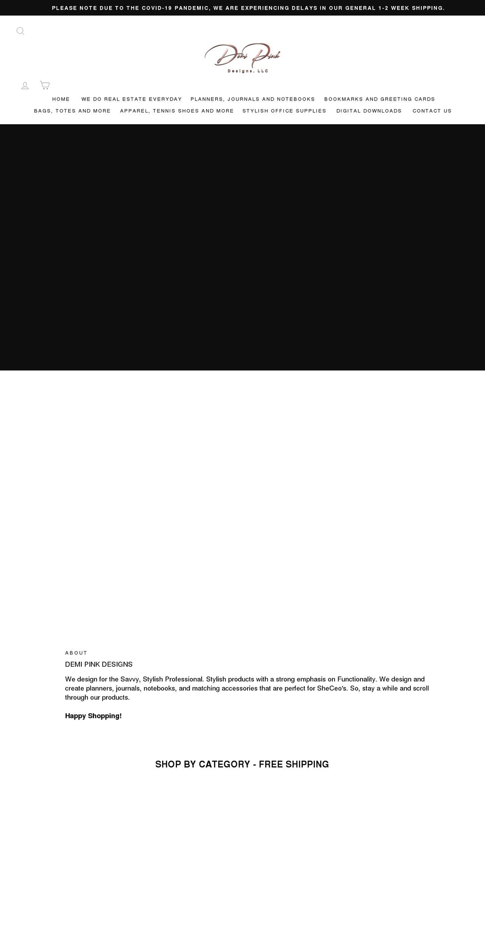 demipinkdesigns.com shopify website screenshot