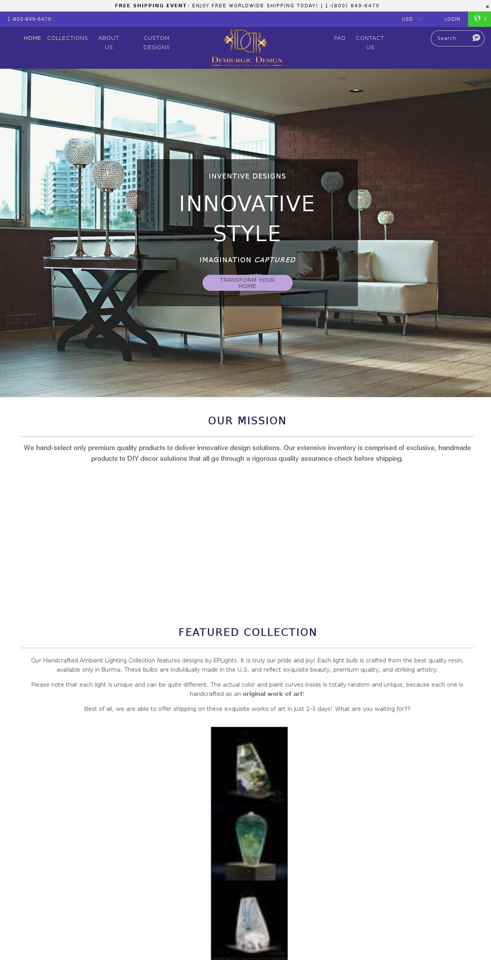 demiurgicdesign.com shopify website screenshot