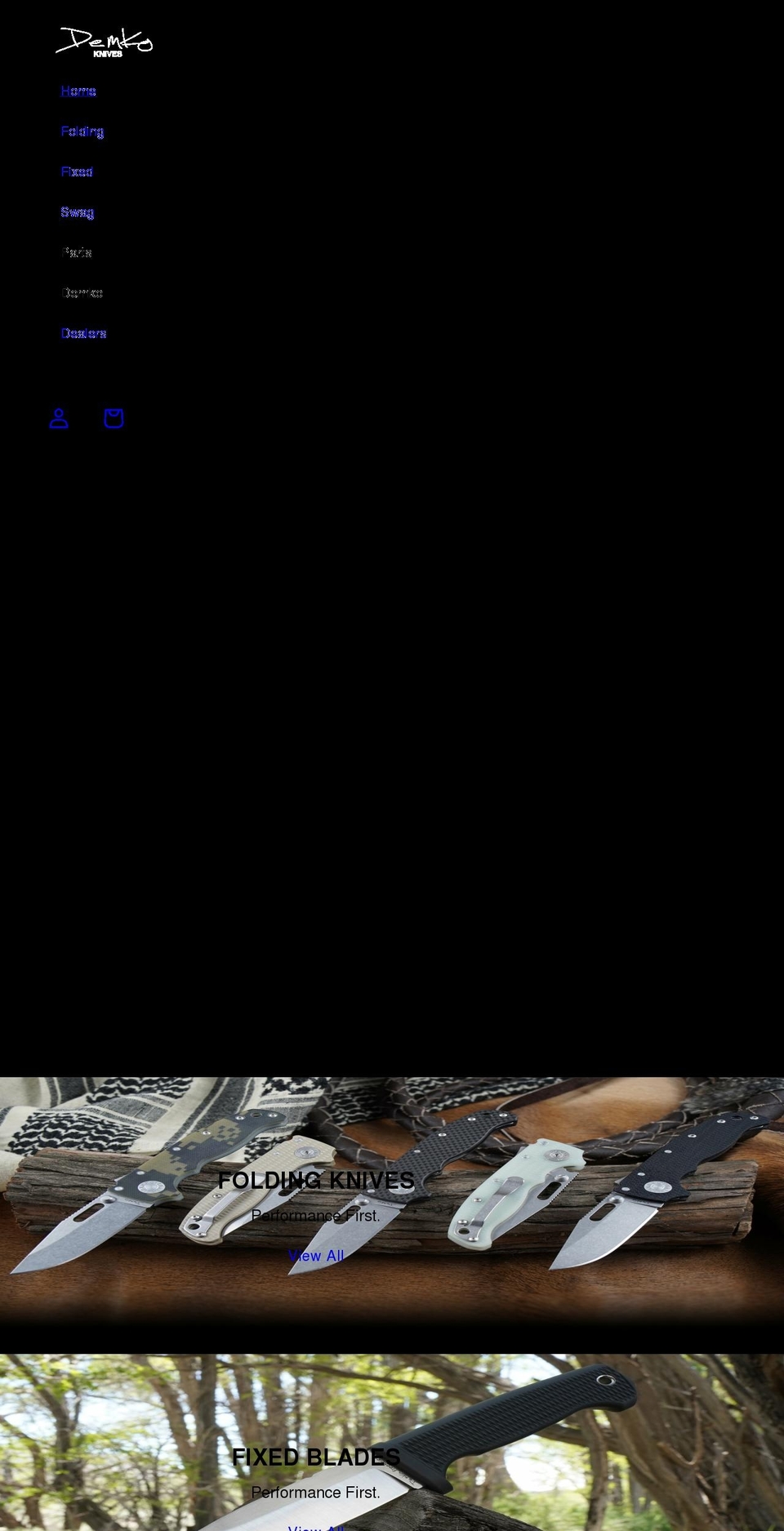 demkoknives.com shopify website screenshot