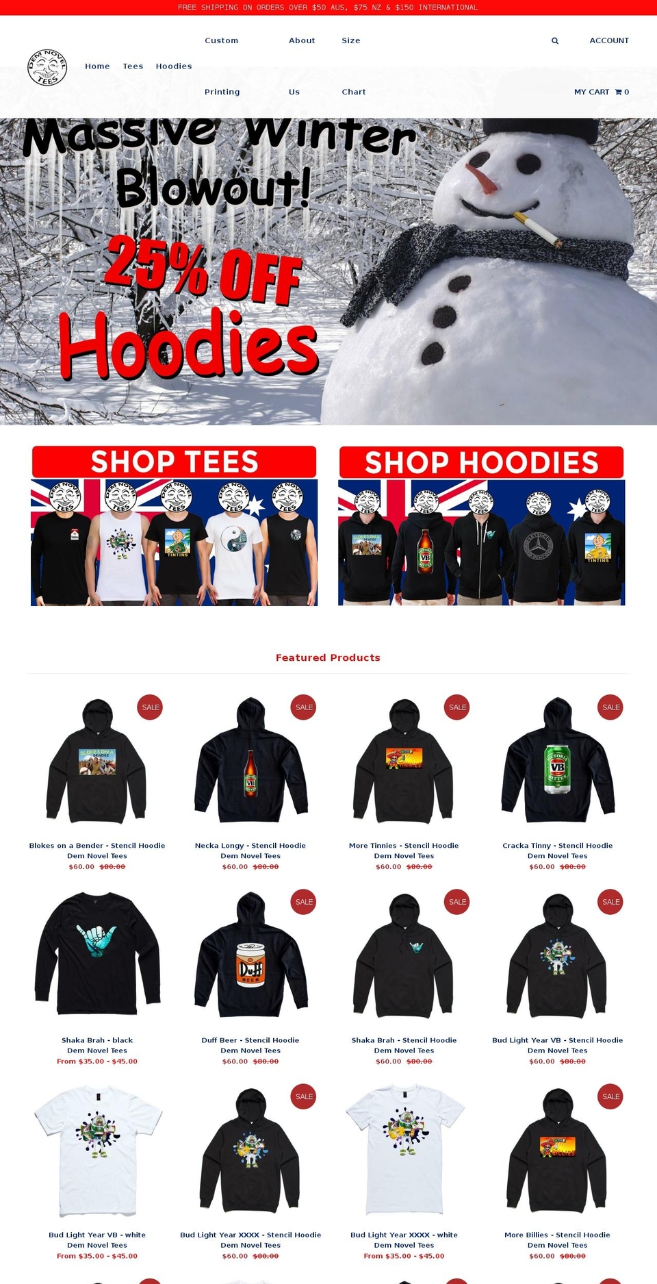 demnoveltees.com.au shopify website screenshot