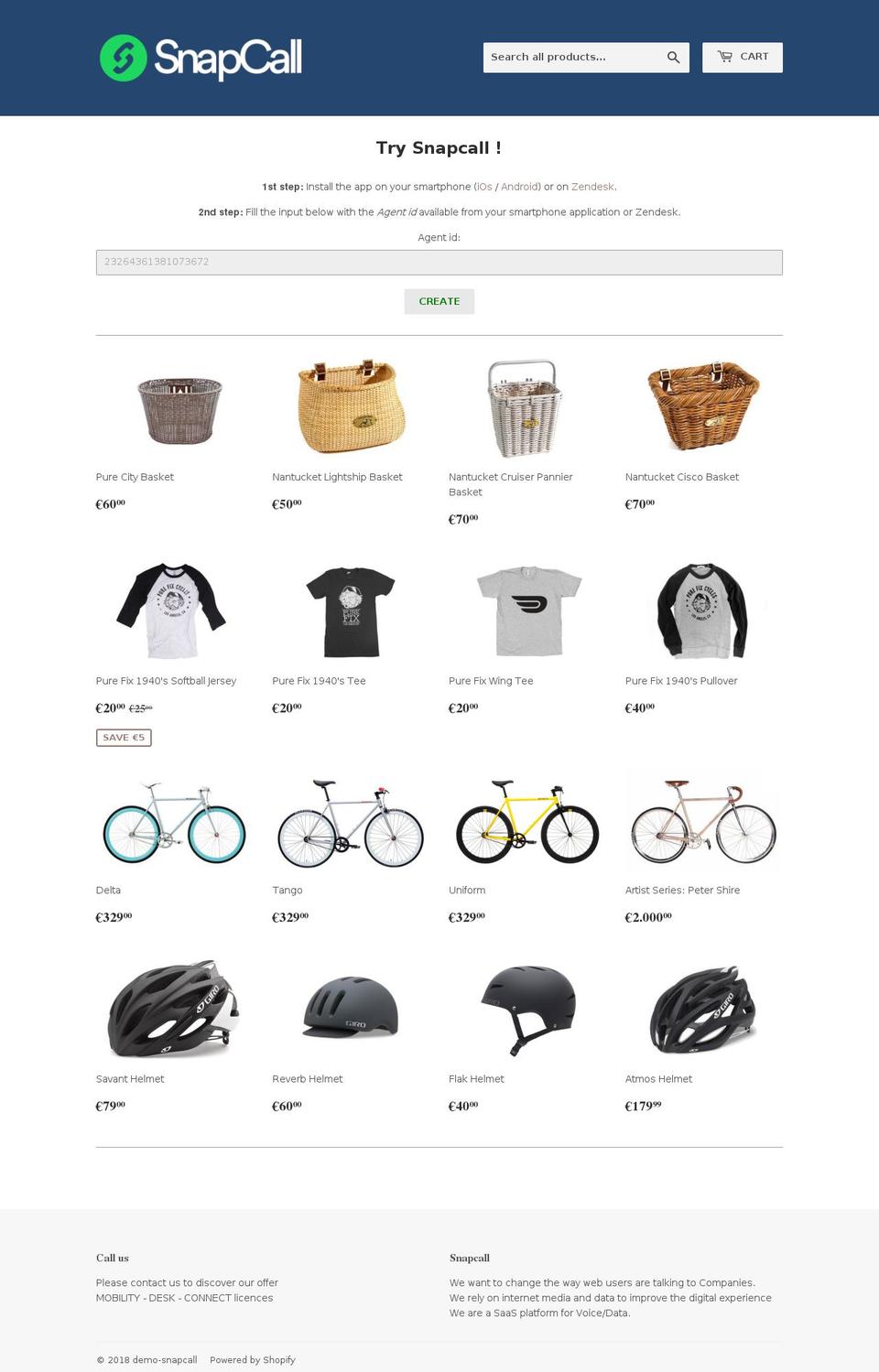 demo-snapcall.myshopify.com shopify website screenshot