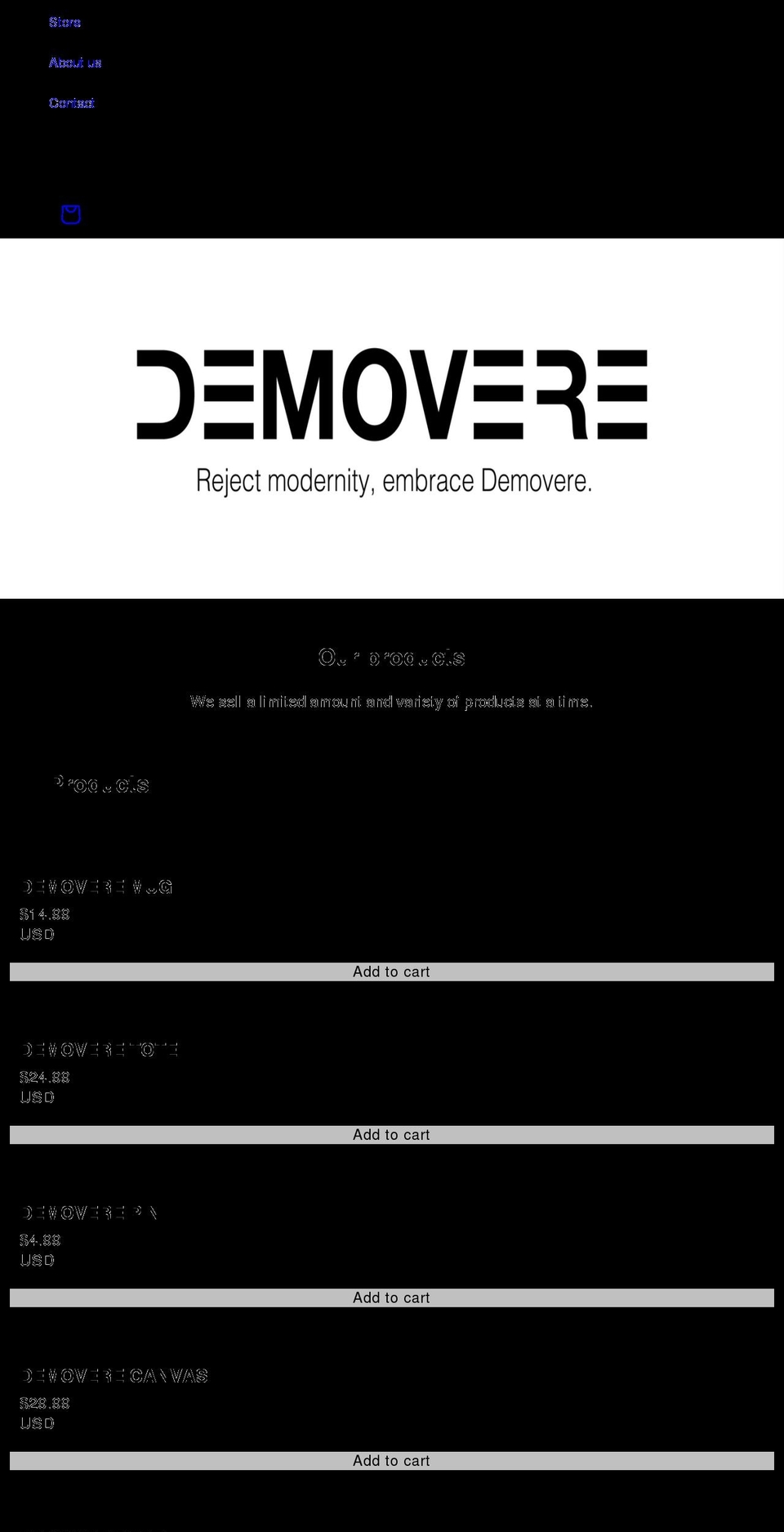 demovere.com shopify website screenshot