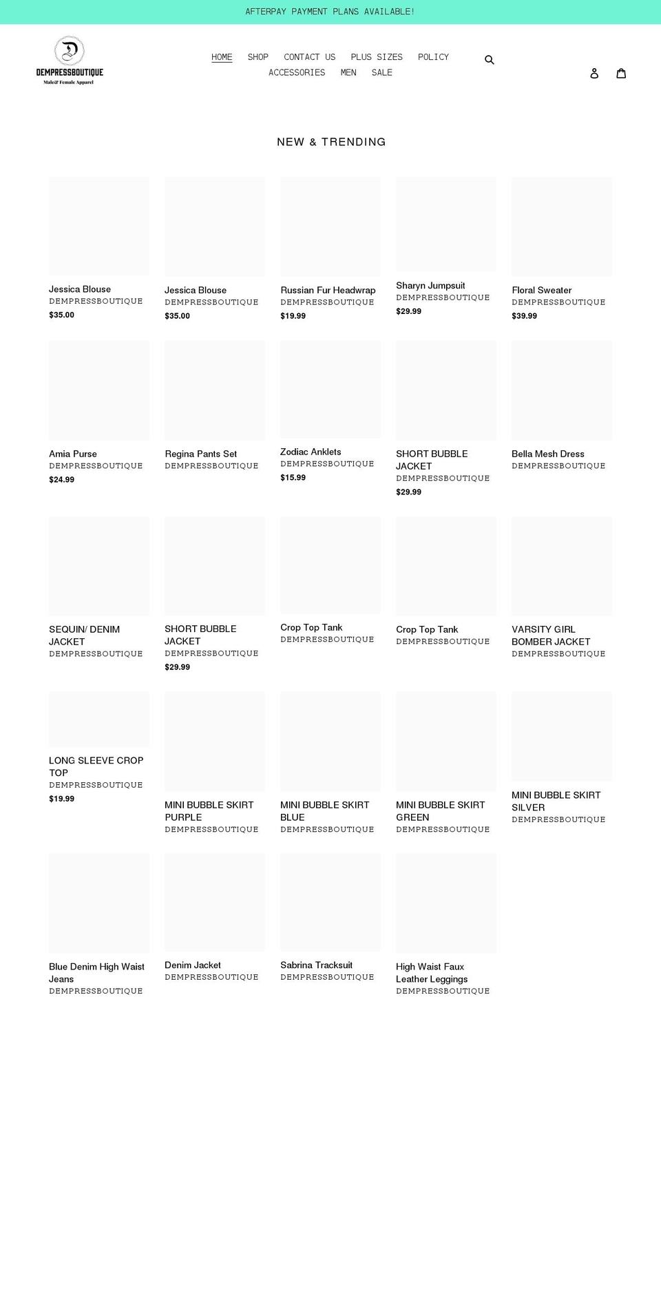 dempressboutique.com shopify website screenshot