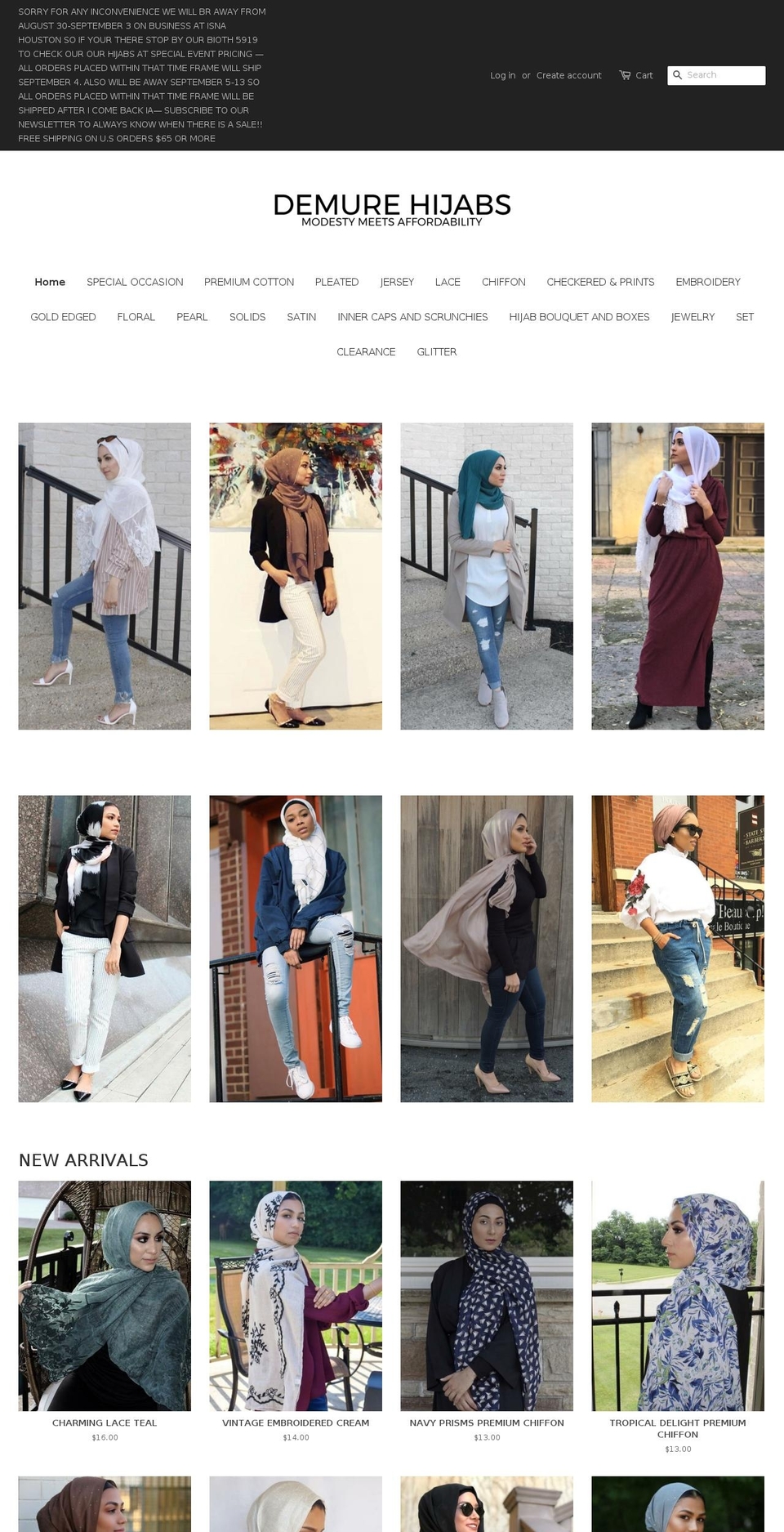 demurehijabs.com — Shopify storefront screenshot