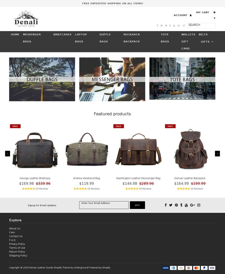 denalileathergoods.com shopify website screenshot