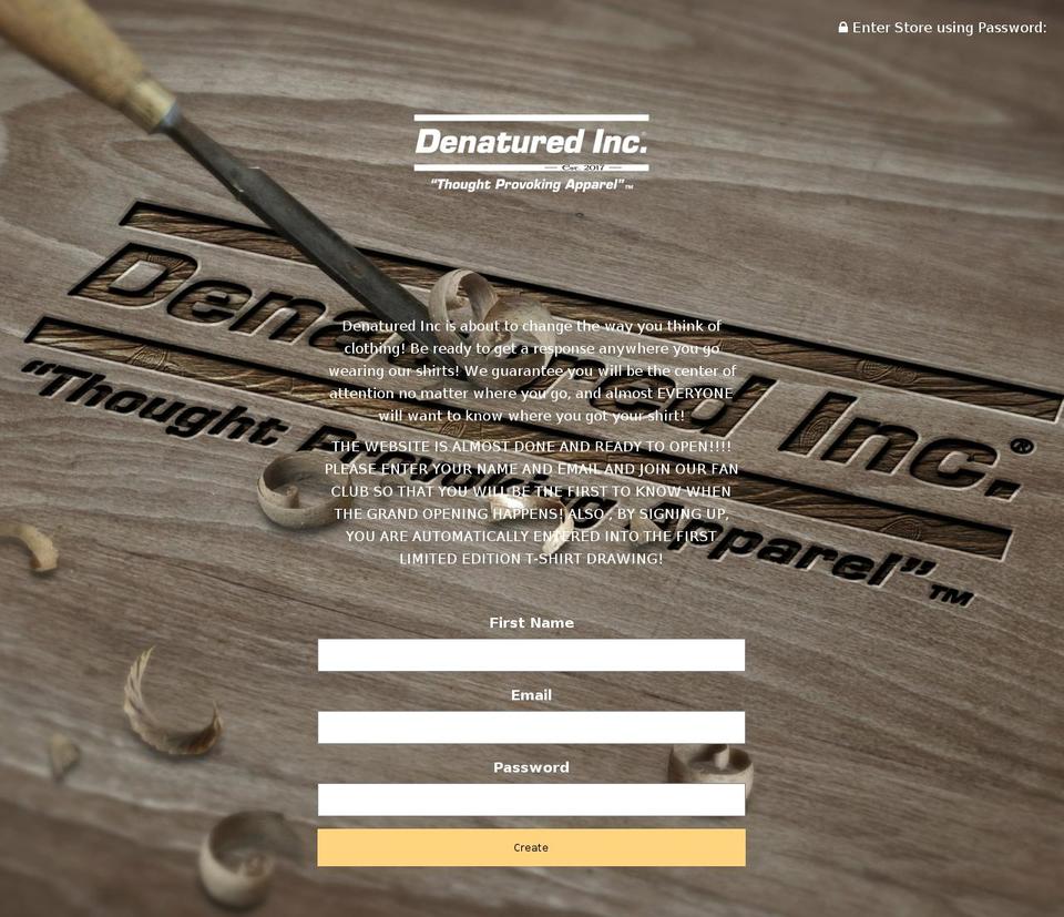 denaturedinc.com — Shopify storefront screenshot