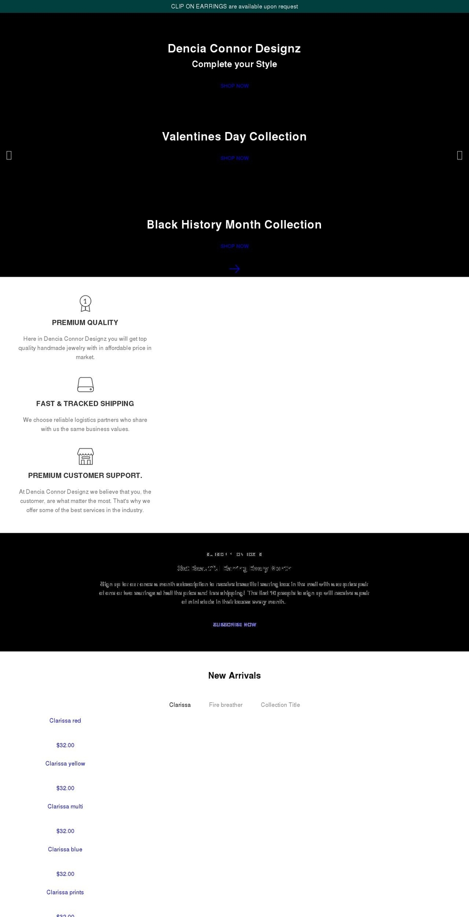 denciaconnor.com — Shopify storefront screenshot