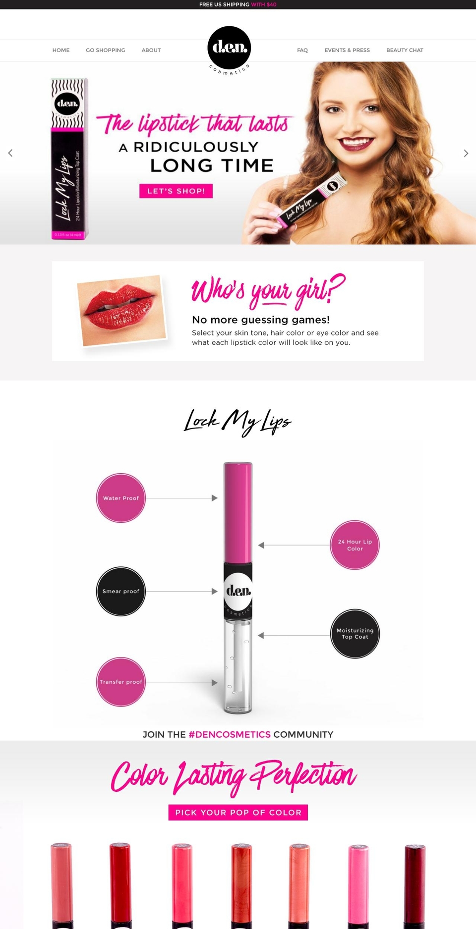 dencosmetics.com shopify website screenshot