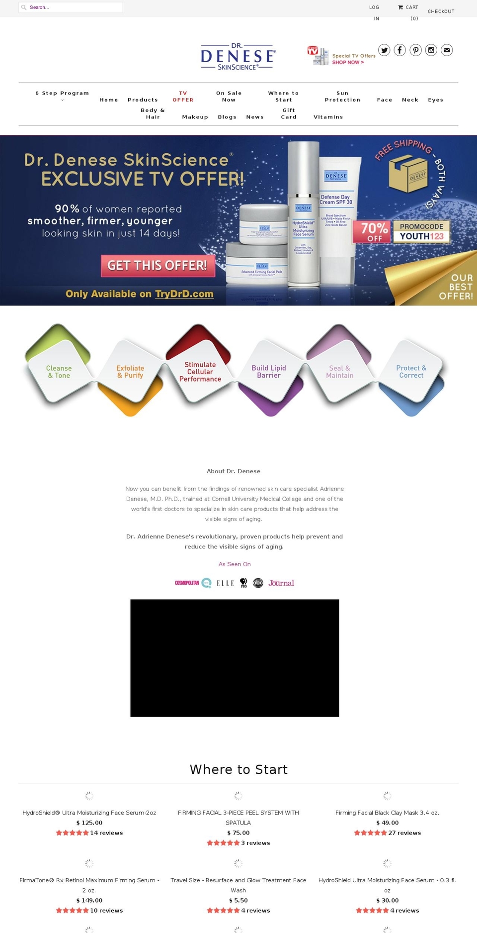 deneseantiaging.com — Shopify storefront screenshot