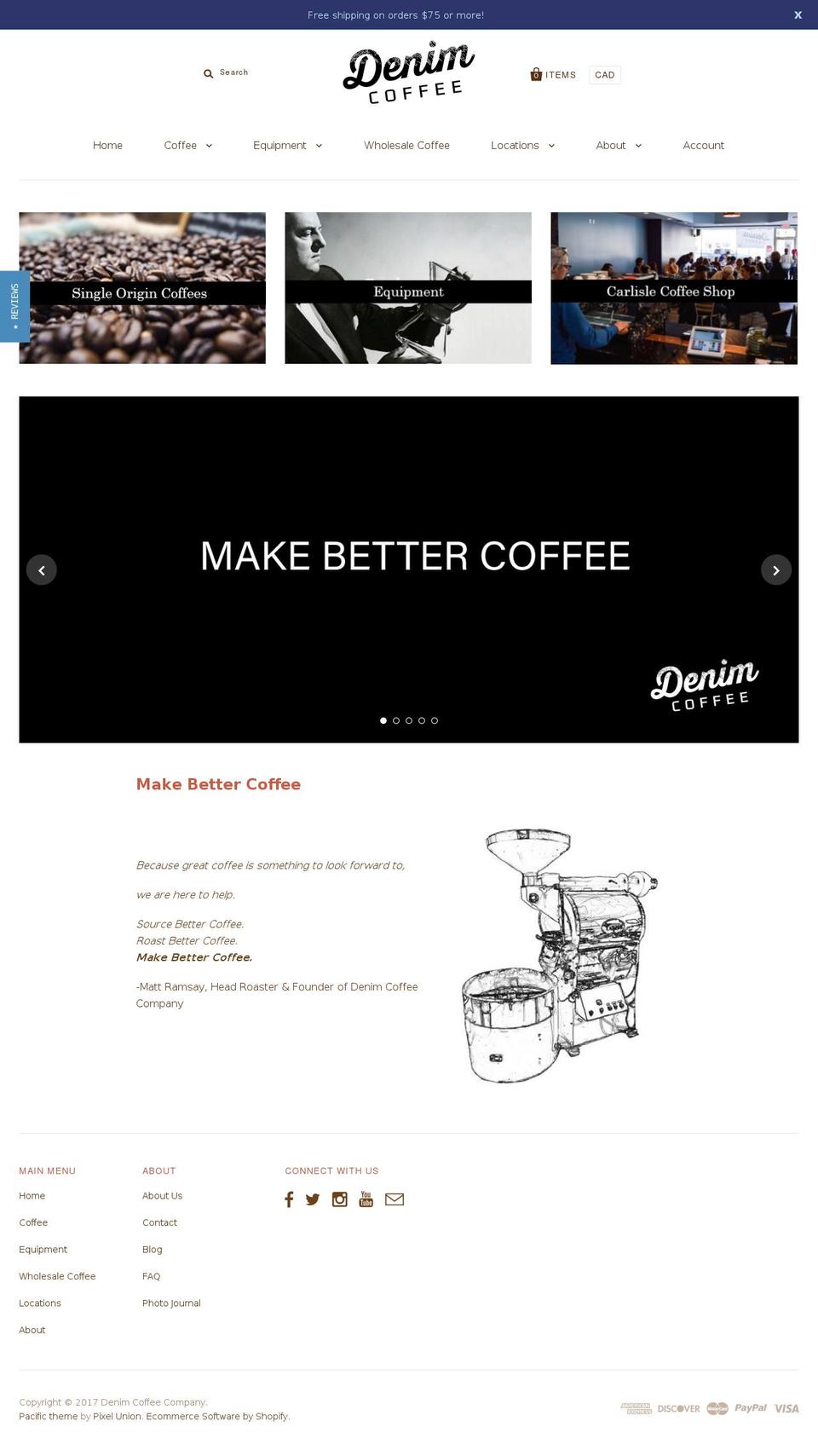 denimcoffeecompany.com shopify website screenshot