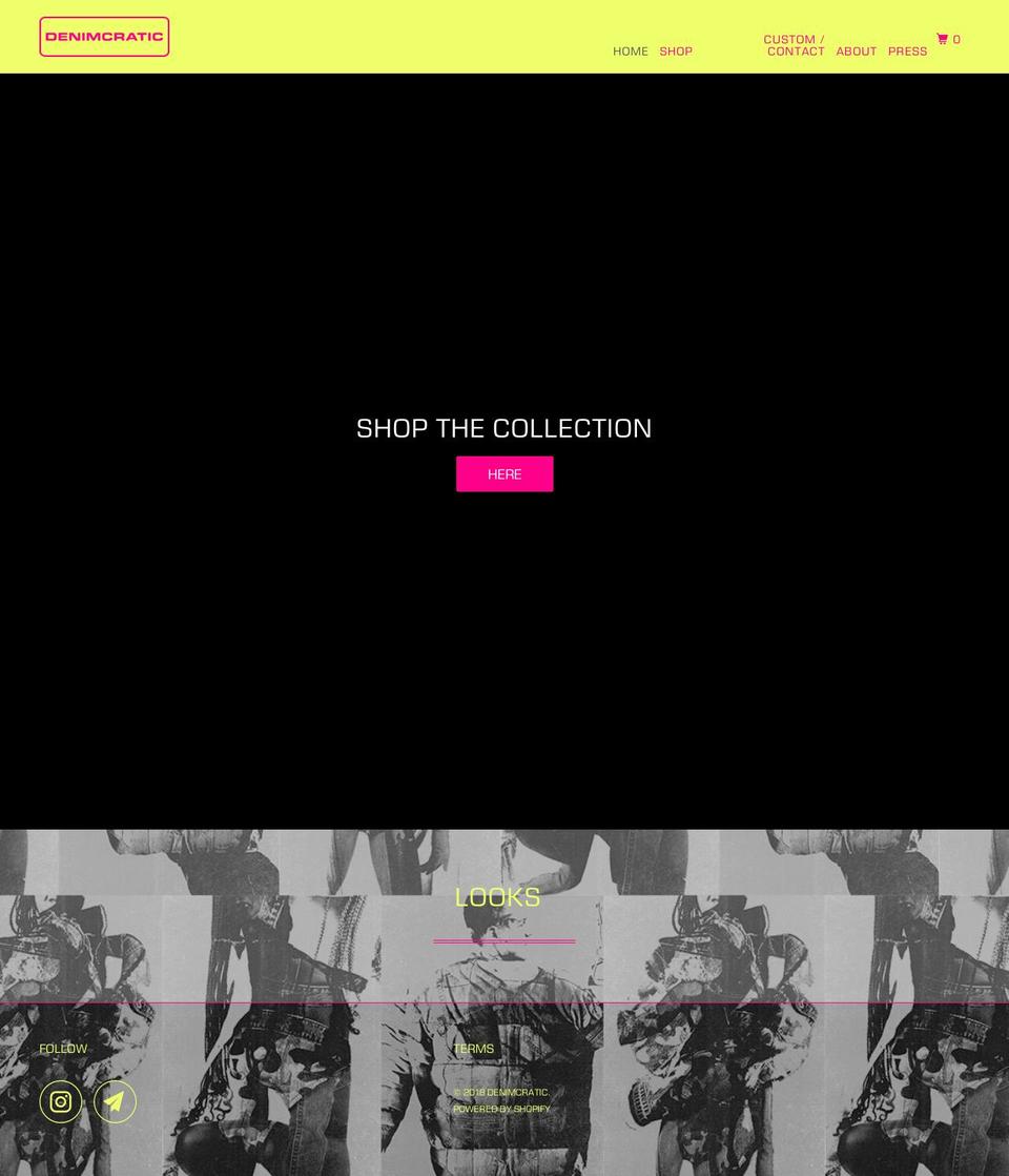 denimcratic.com — Shopify storefront screenshot