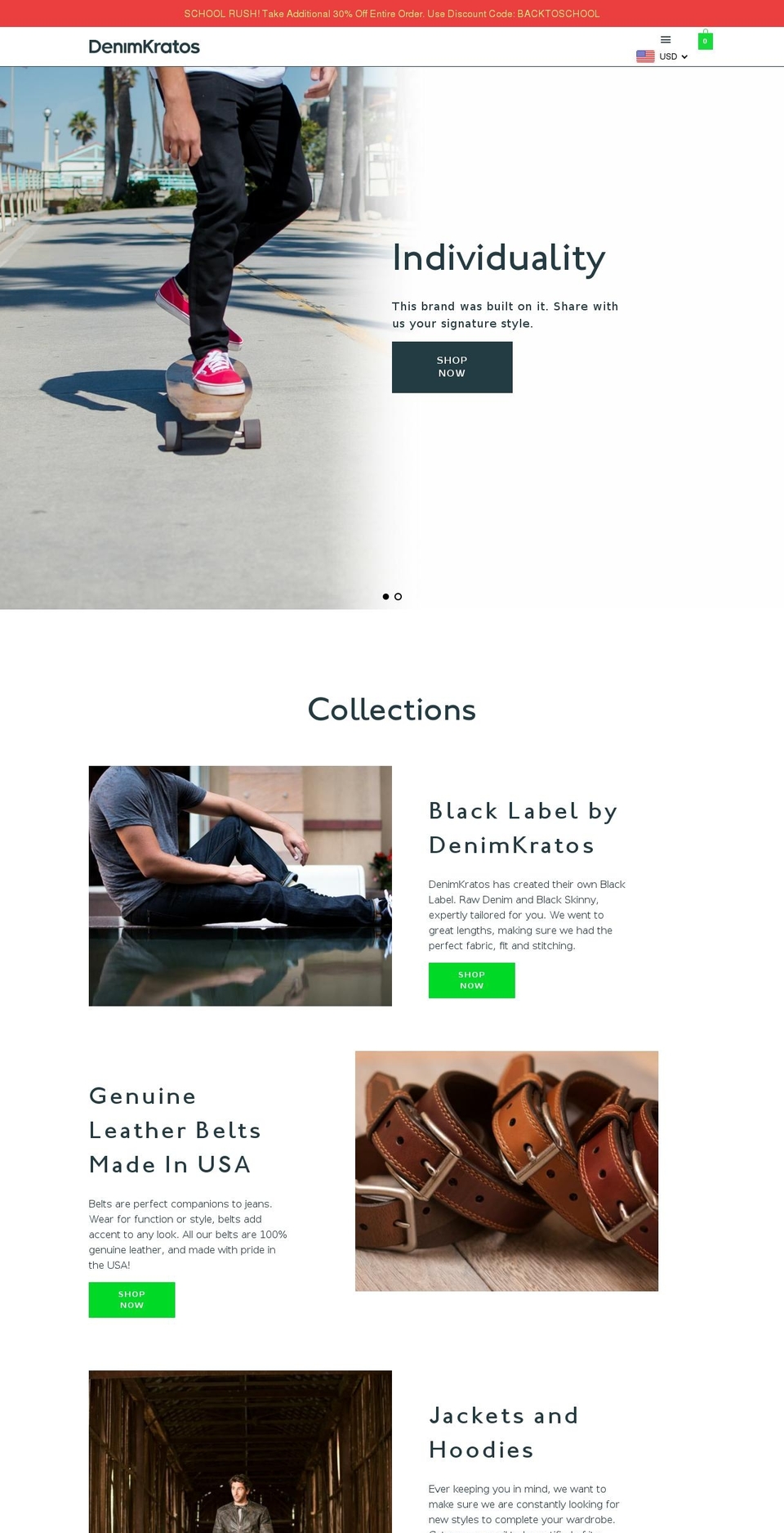 denimkratos.com — Shopify storefront screenshot