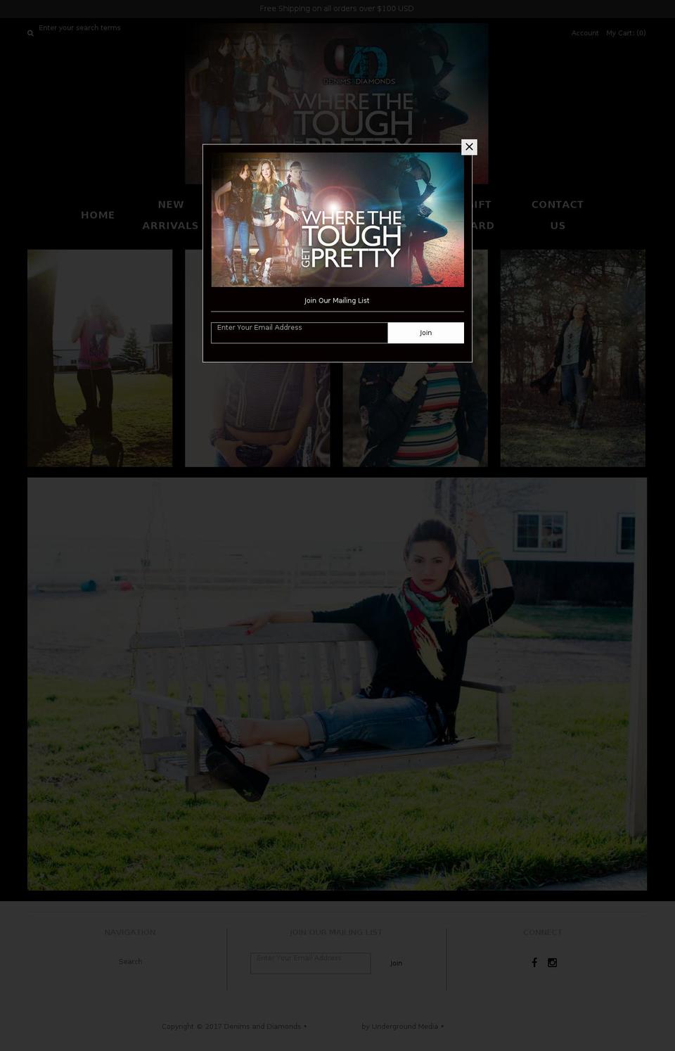 denimsanddiamonds.com shopify website screenshot