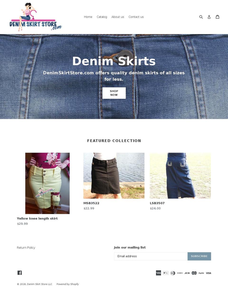 denimskirtstore.com — Shopify storefront screenshot