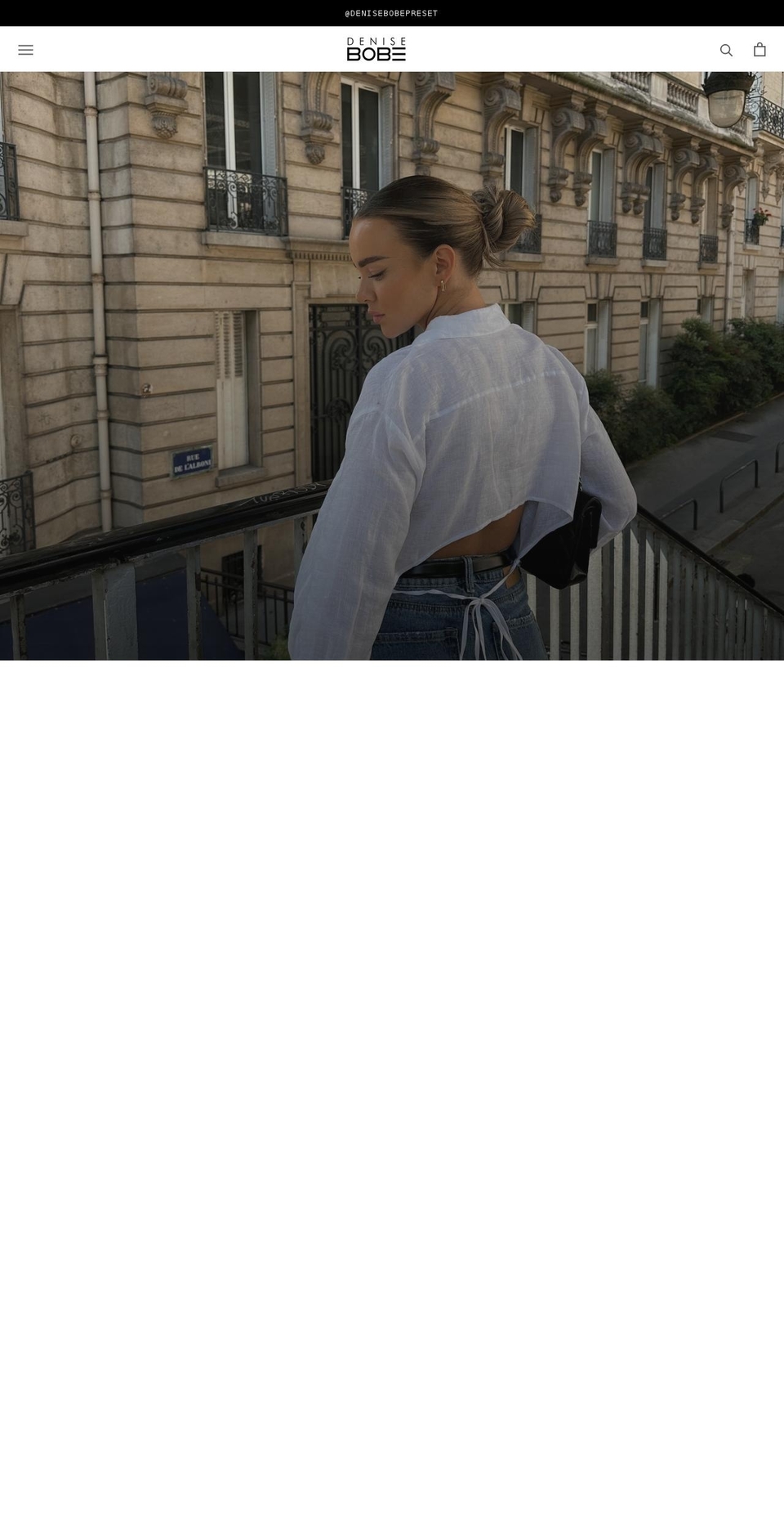denisebobe.com shopify website screenshot