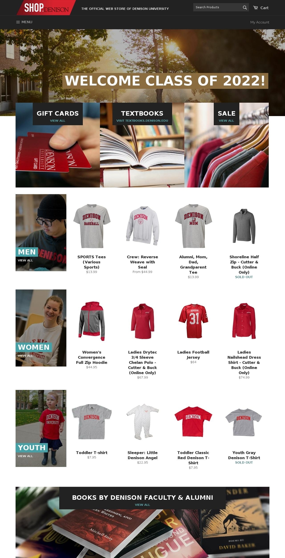 denisonbookstore.org shopify website screenshot