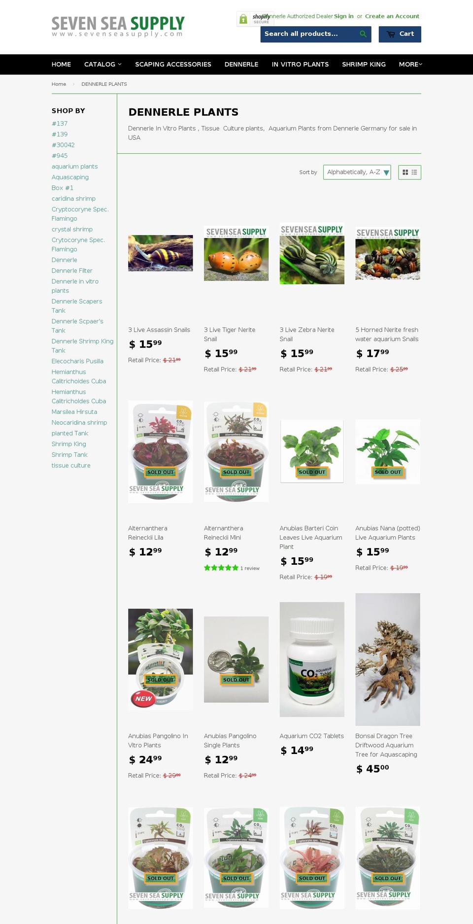 dennerleplants.com — Shopify storefront screenshot