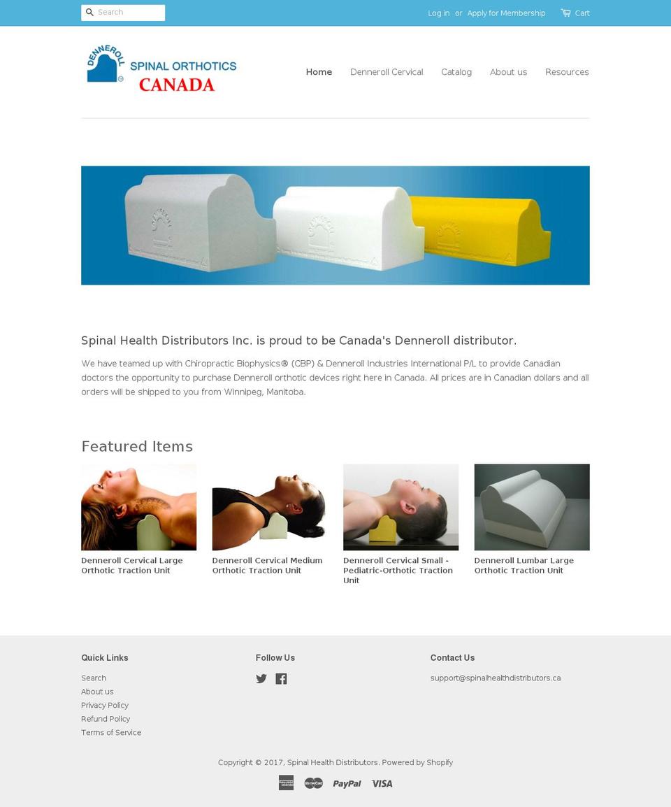 dennerollspinalorthotics.ca shopify website screenshot