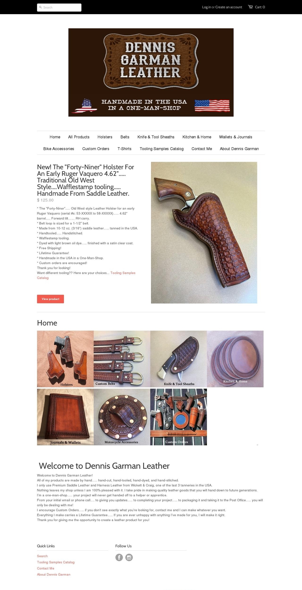 dennisgarmanleather.com shopify website screenshot