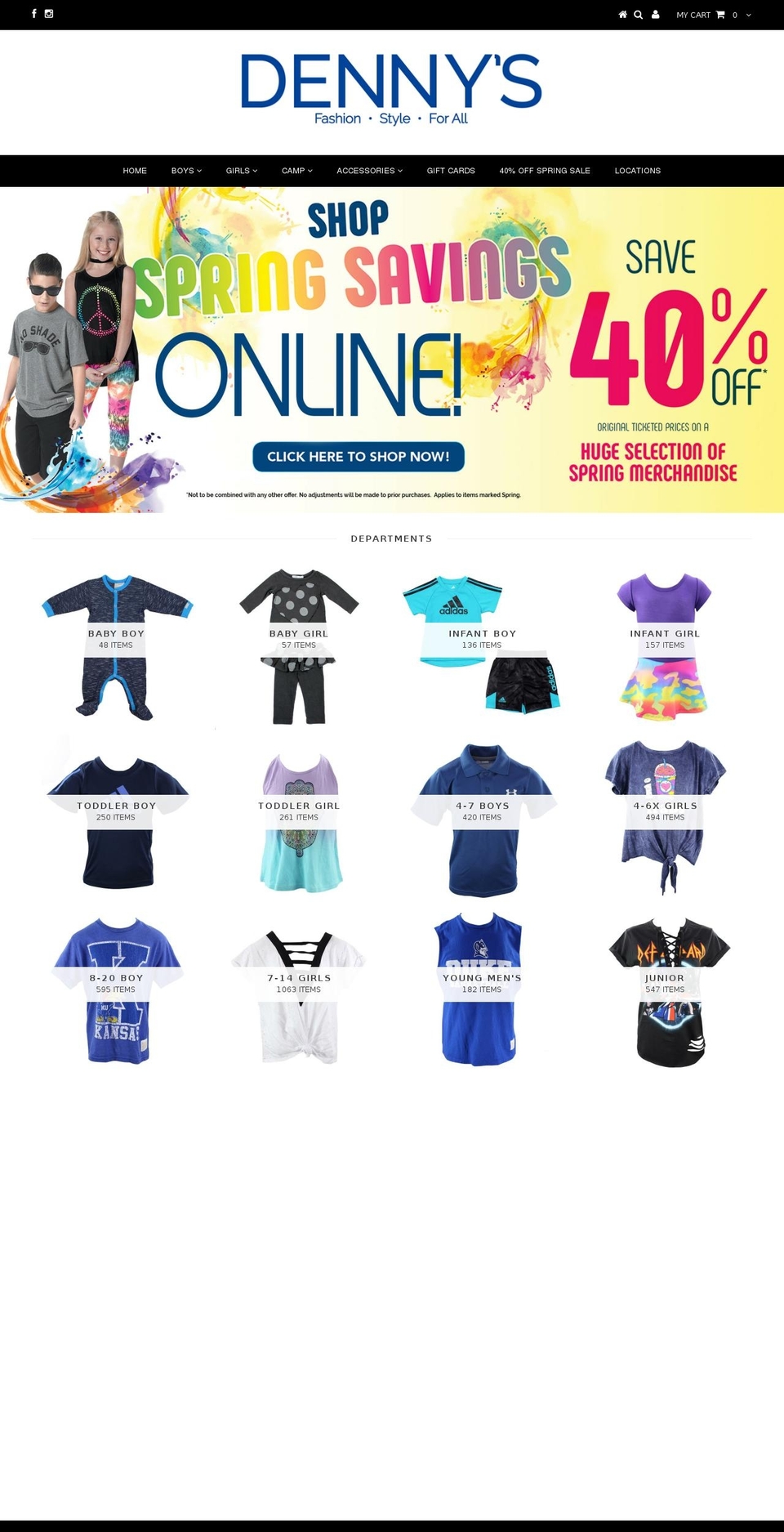 dennyschildrenswear.com shopify website screenshot