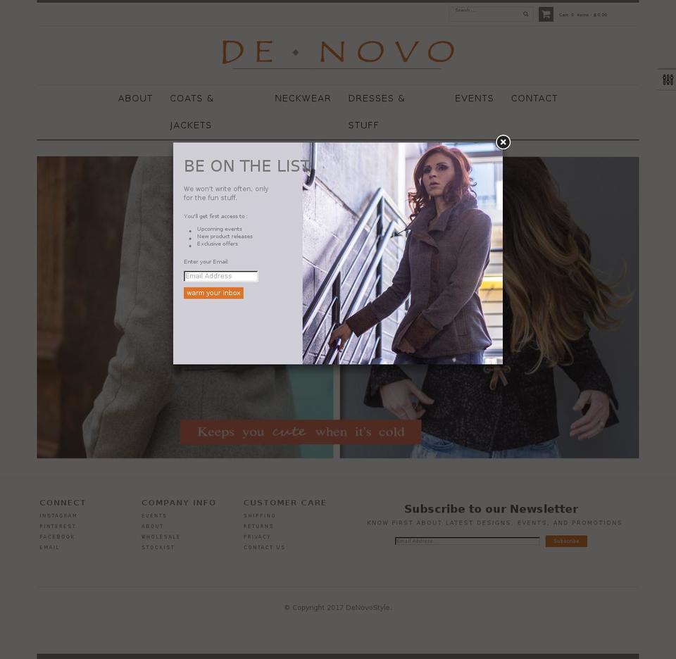 denovostyle.com shopify website screenshot
