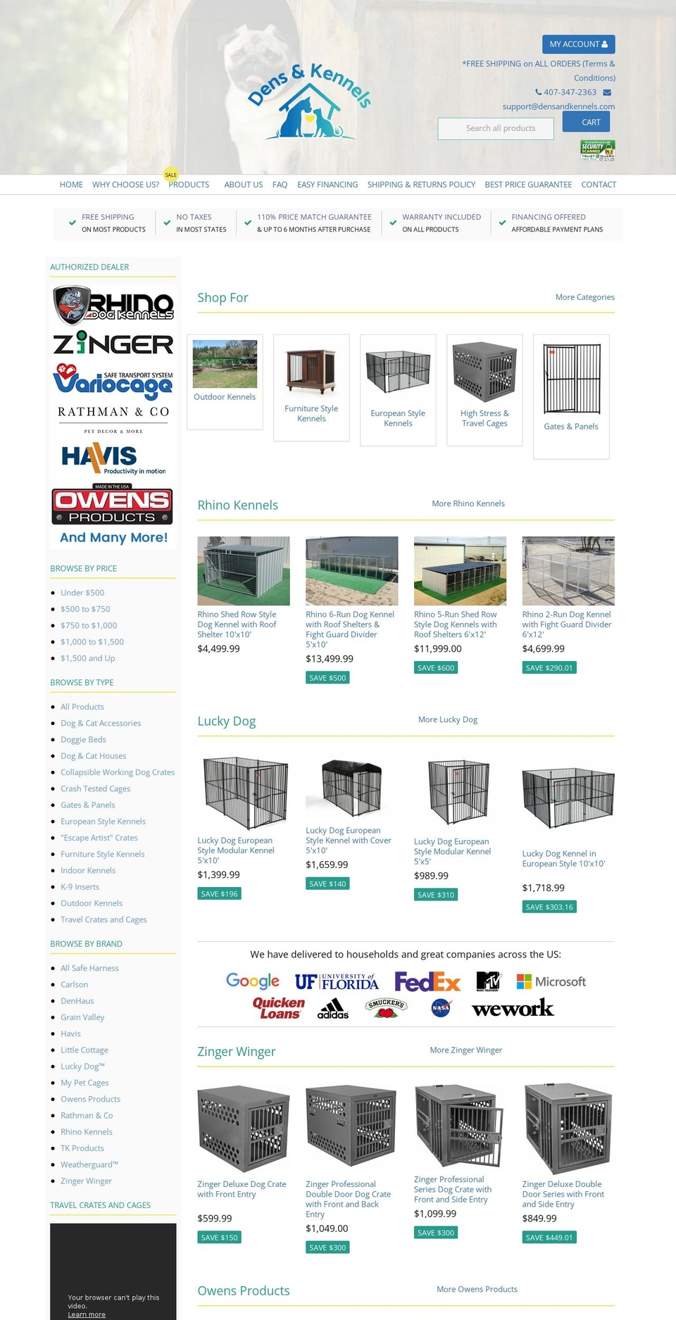 densandkennels.com — Shopify storefront screenshot
