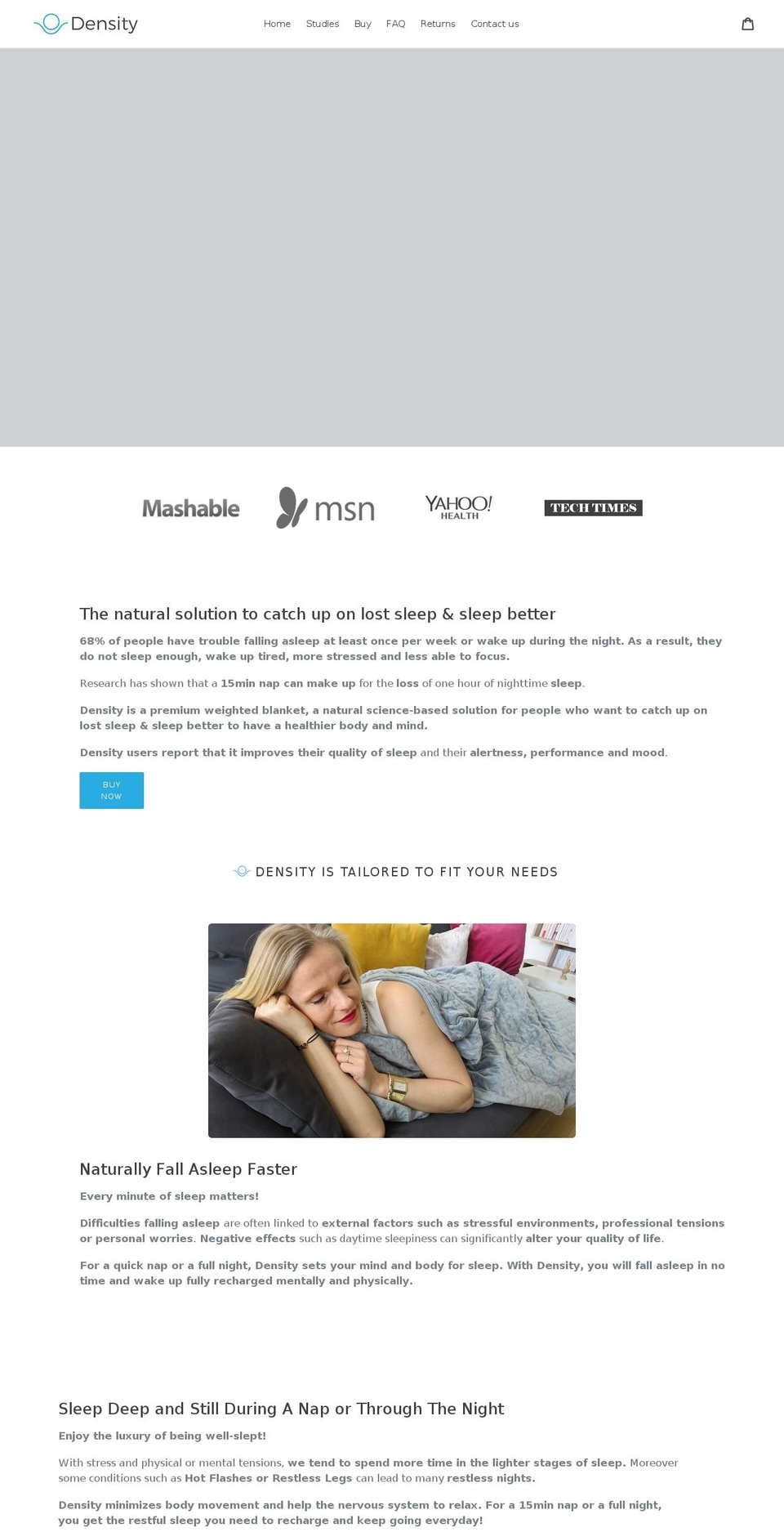densityblankets.com — Shopify storefront screenshot