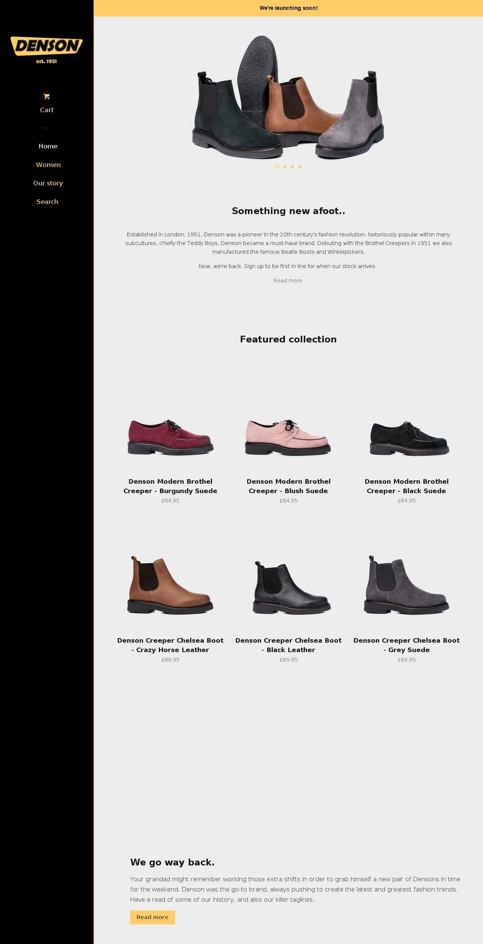 denson.shoes shopify website screenshot