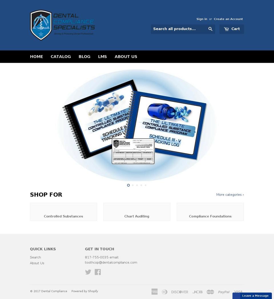 dentalcompliancestore.com shopify website screenshot