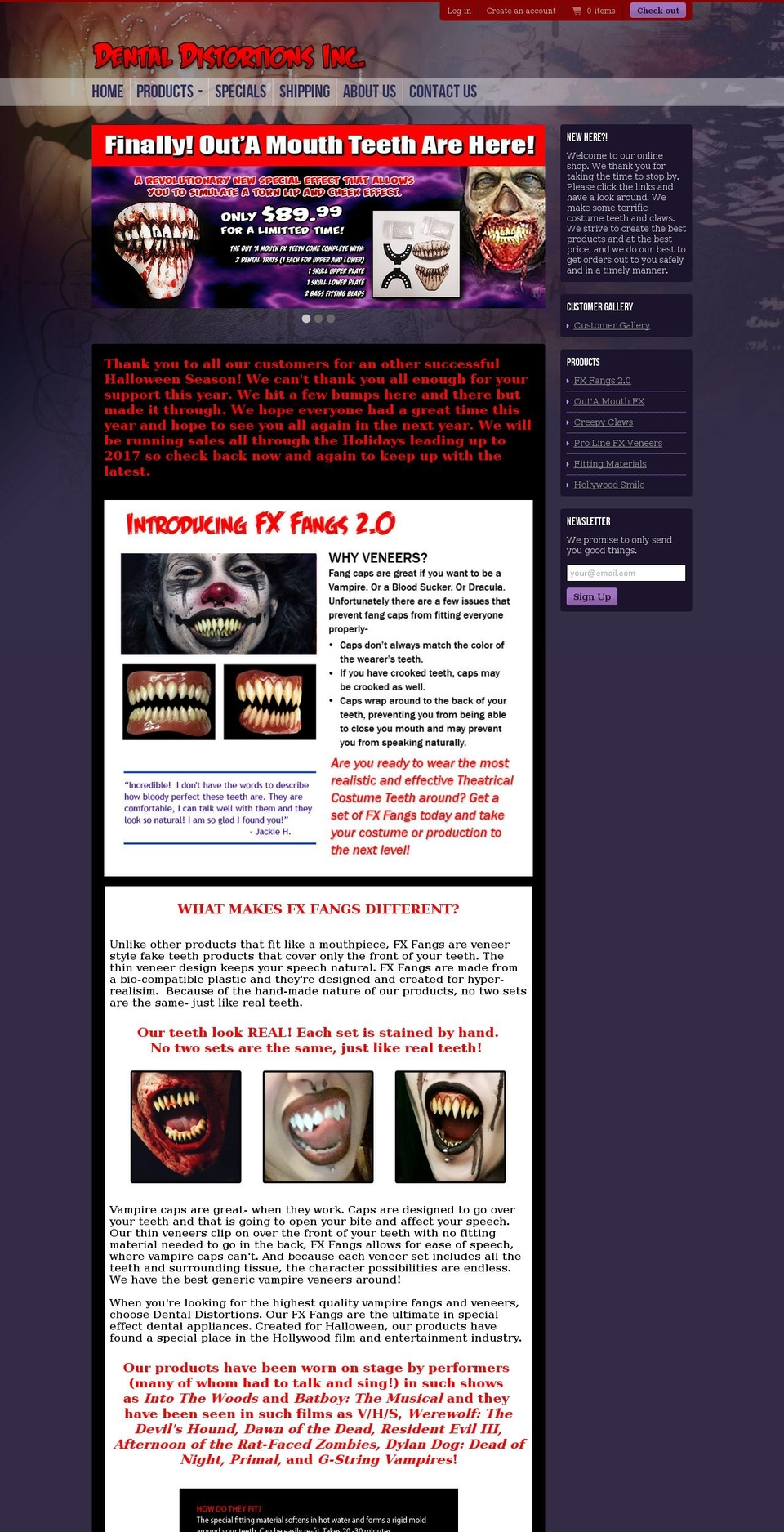 Radiance Shopify theme site example dentaldistortions.com