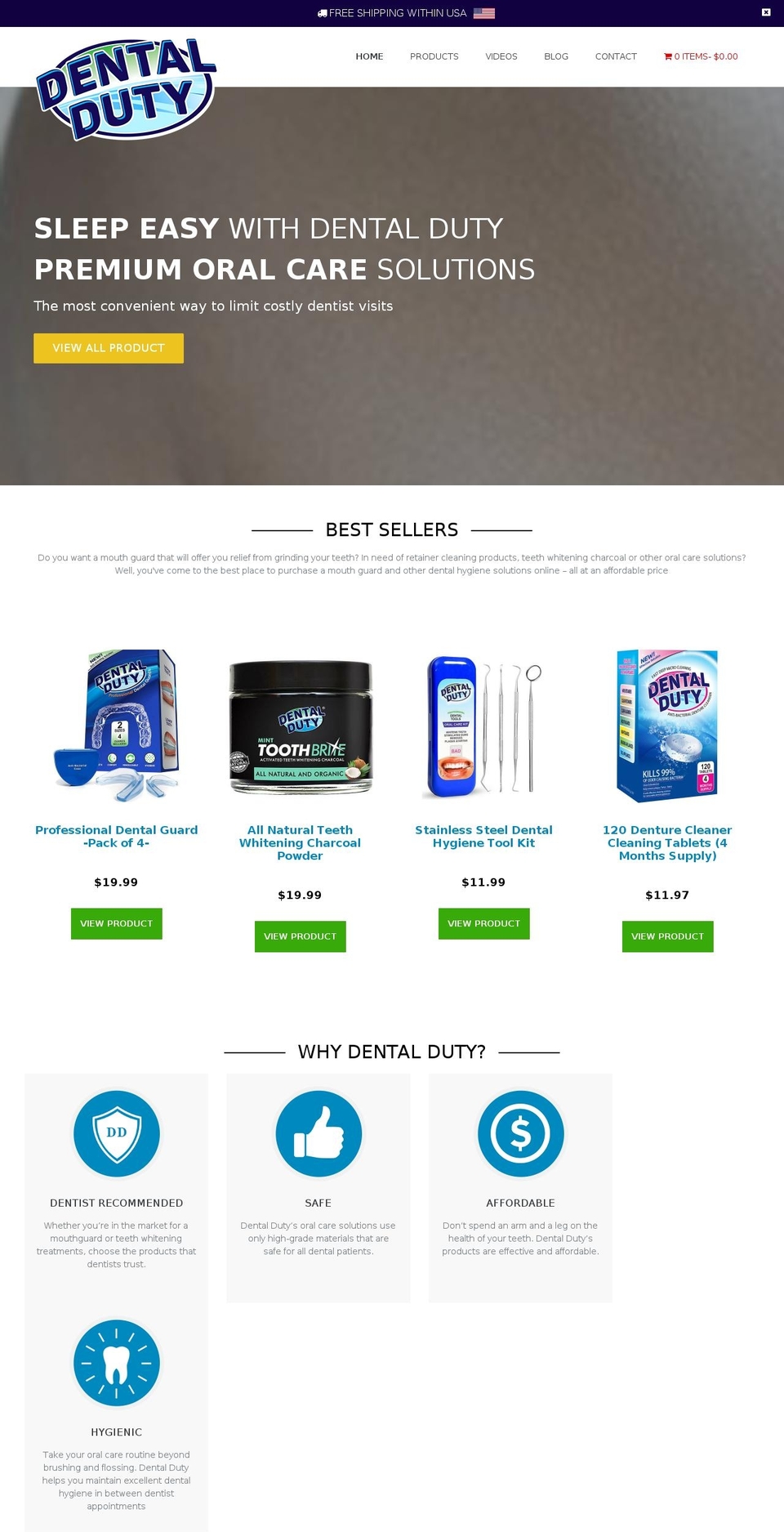 dentalduty.com shopify website screenshot
