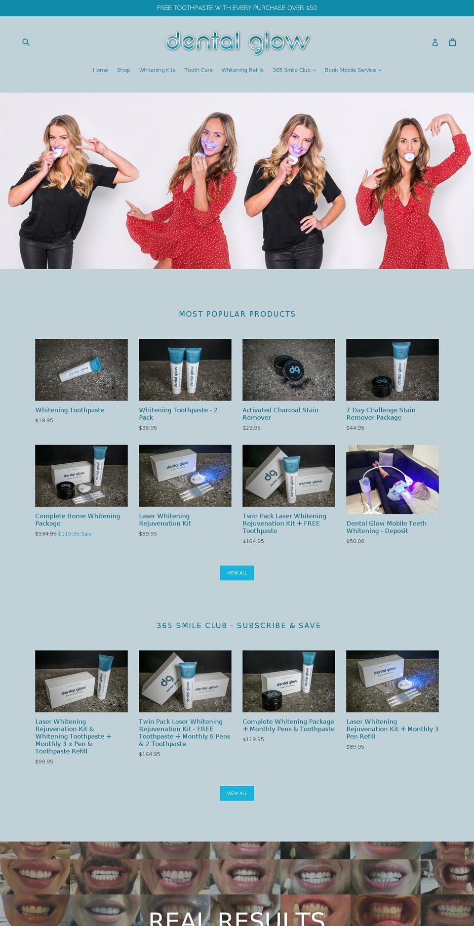 dentalglowteethwhitening.com — Shopify storefront screenshot