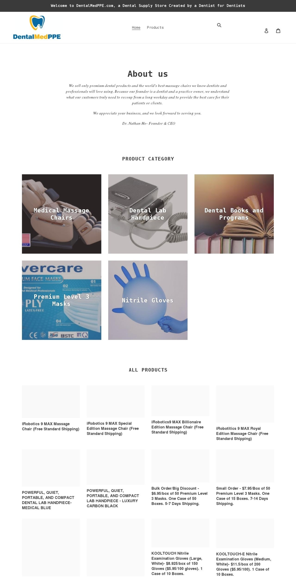 dentalmedppe.com shopify website screenshot