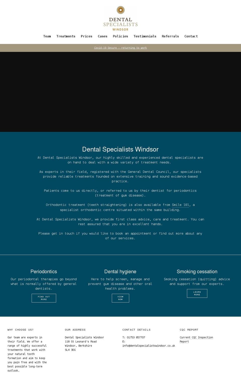 dentalspecialistswindsor.co.uk shopify website screenshot