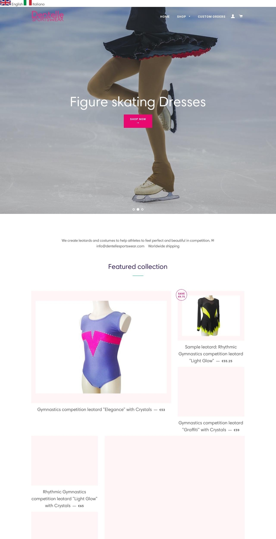 dentellesportswear.com shopify website screenshot