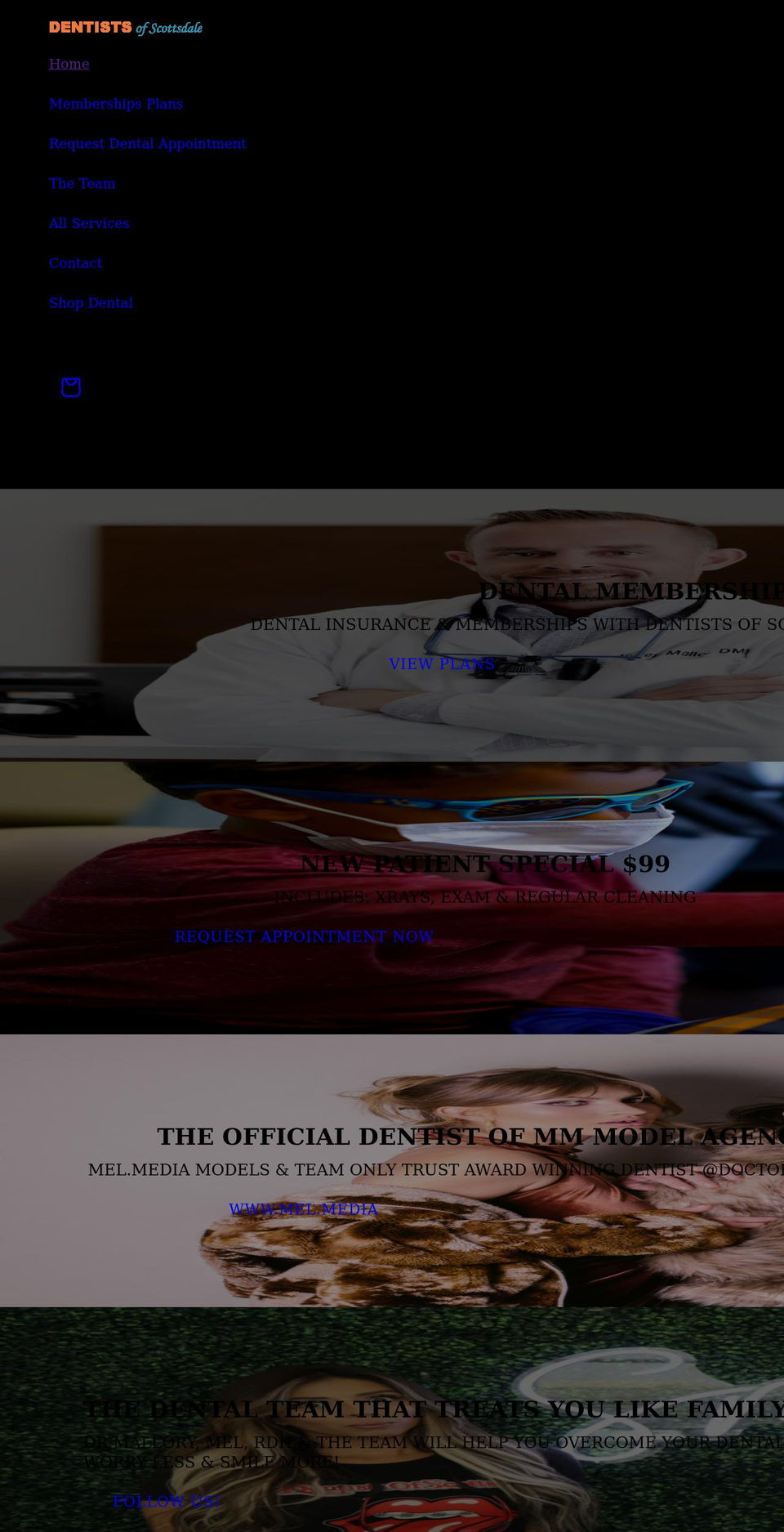 dentistsofscottsdale.com shopify website screenshot