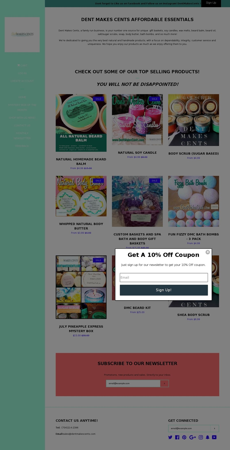 dentmakescents.com — Shopify storefront screenshot