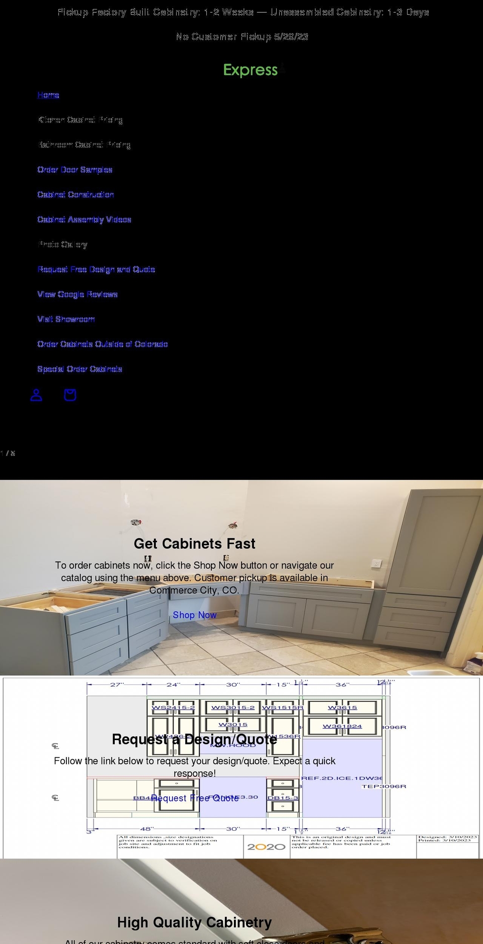 denvercabinetexpress.com shopify website screenshot