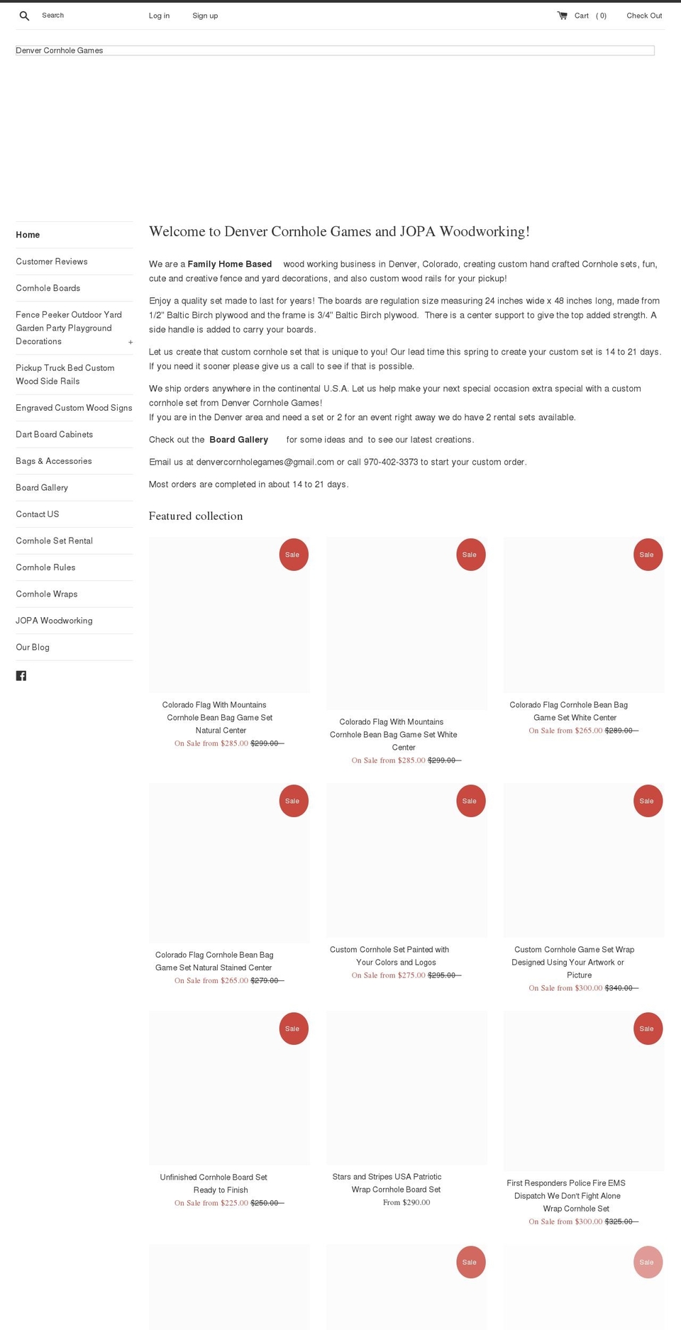 denvercornholegames.com shopify website screenshot