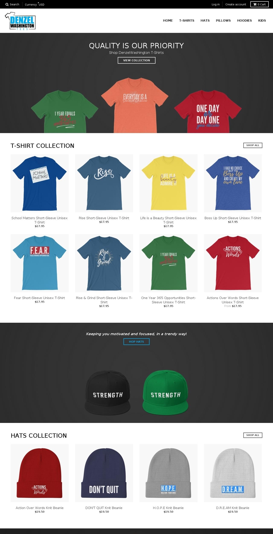 denzelwashingtontees.com — Shopify storefront screenshot