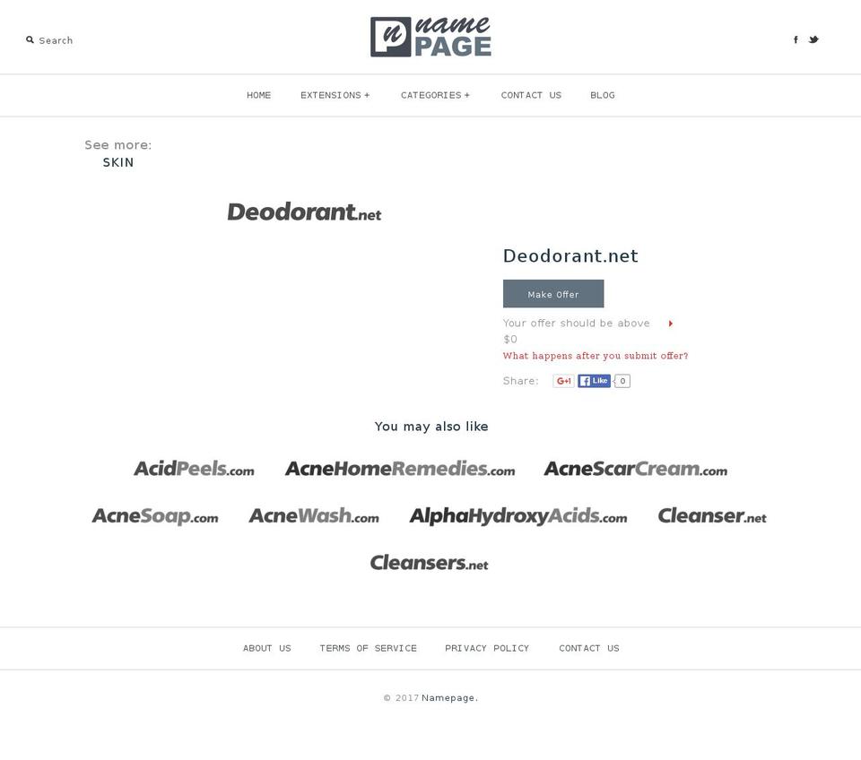 deodorant.net shopify website screenshot