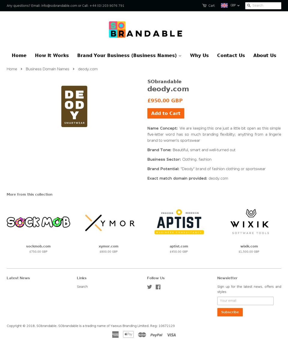 deody.com — Shopify storefront screenshot